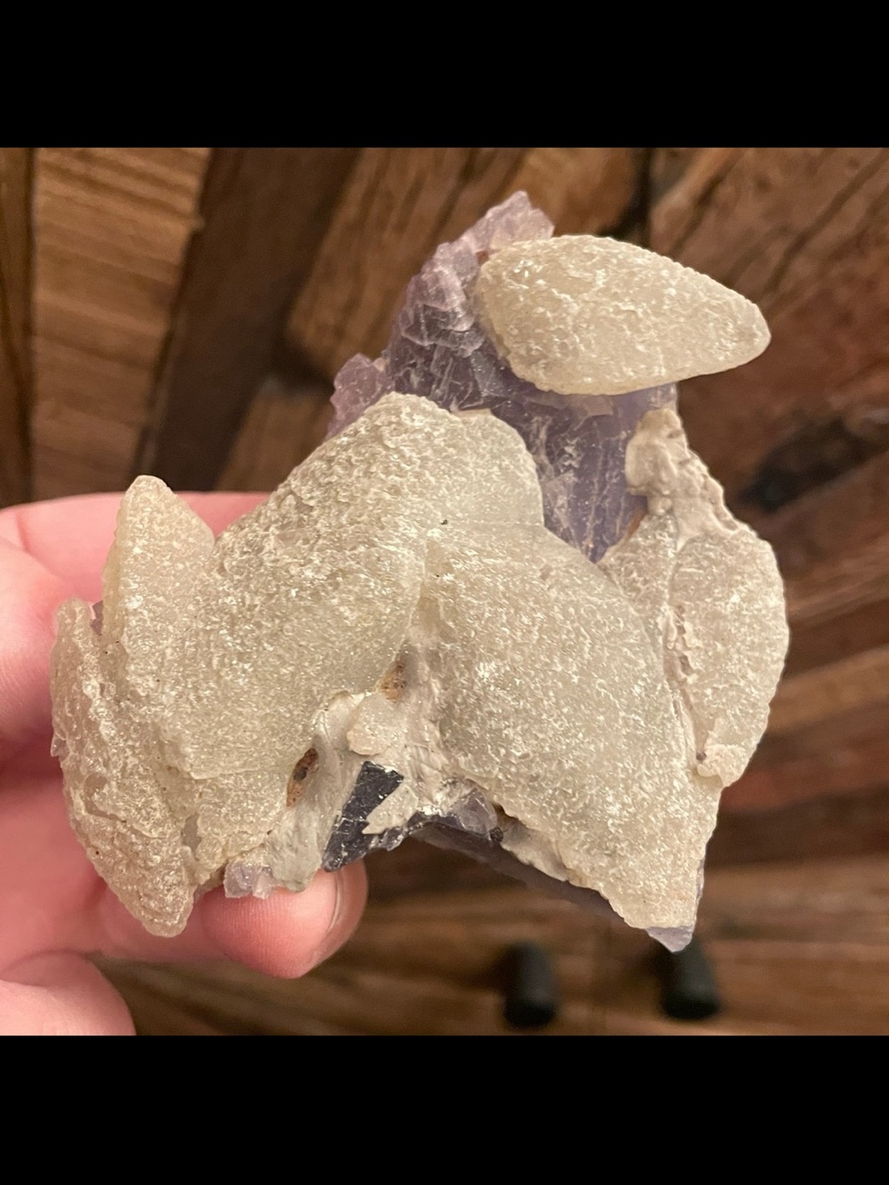 Amethyst and dog toothed calcite specimen